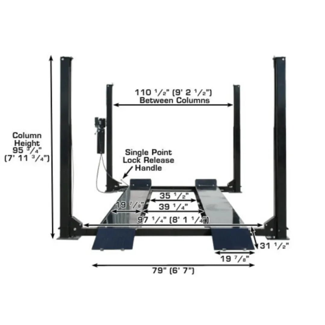 Atlas Garage PRO9000 4 Post Lift + RJ35 Sliding Jacks Combo - Image 10