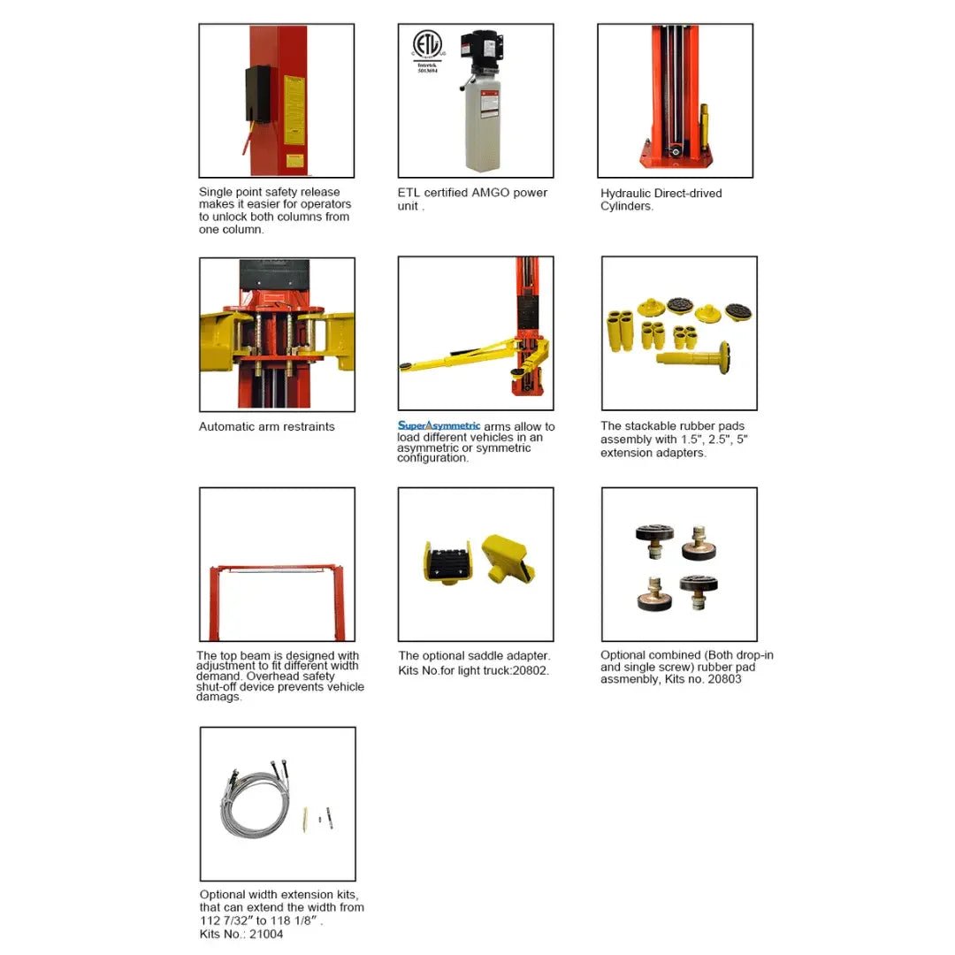 Amgo OHX-10 10,000 lb 2 Post Lift - Image 2