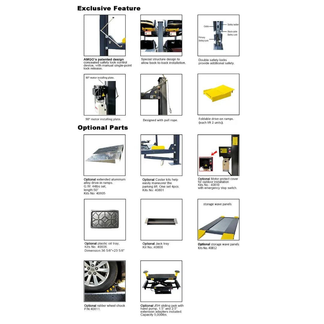 Amgo 408-HP 8,000 lb 4 Post Parking Lift - Image 2
