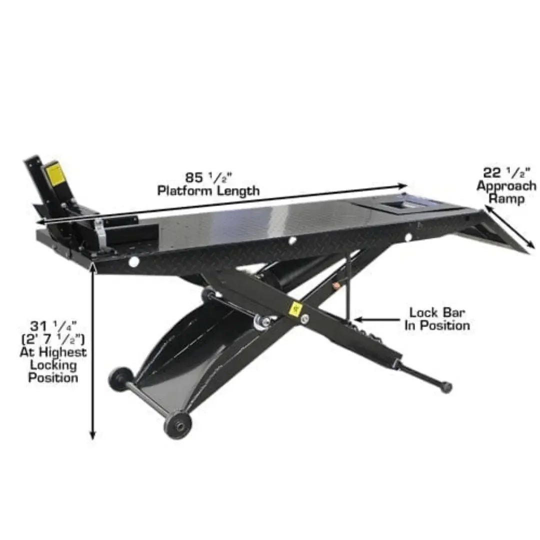 Atlas ACL Air Operated 1,000 lb Capacity Motorcycle Lift with Roller Plate - Image 2