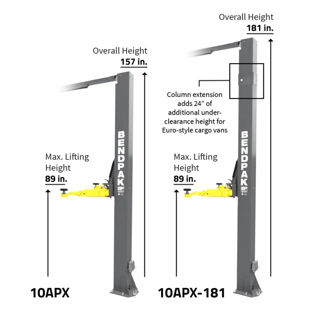 BendPak 10APX 10,000 lb 2 Post High Rise Lift - Image 2