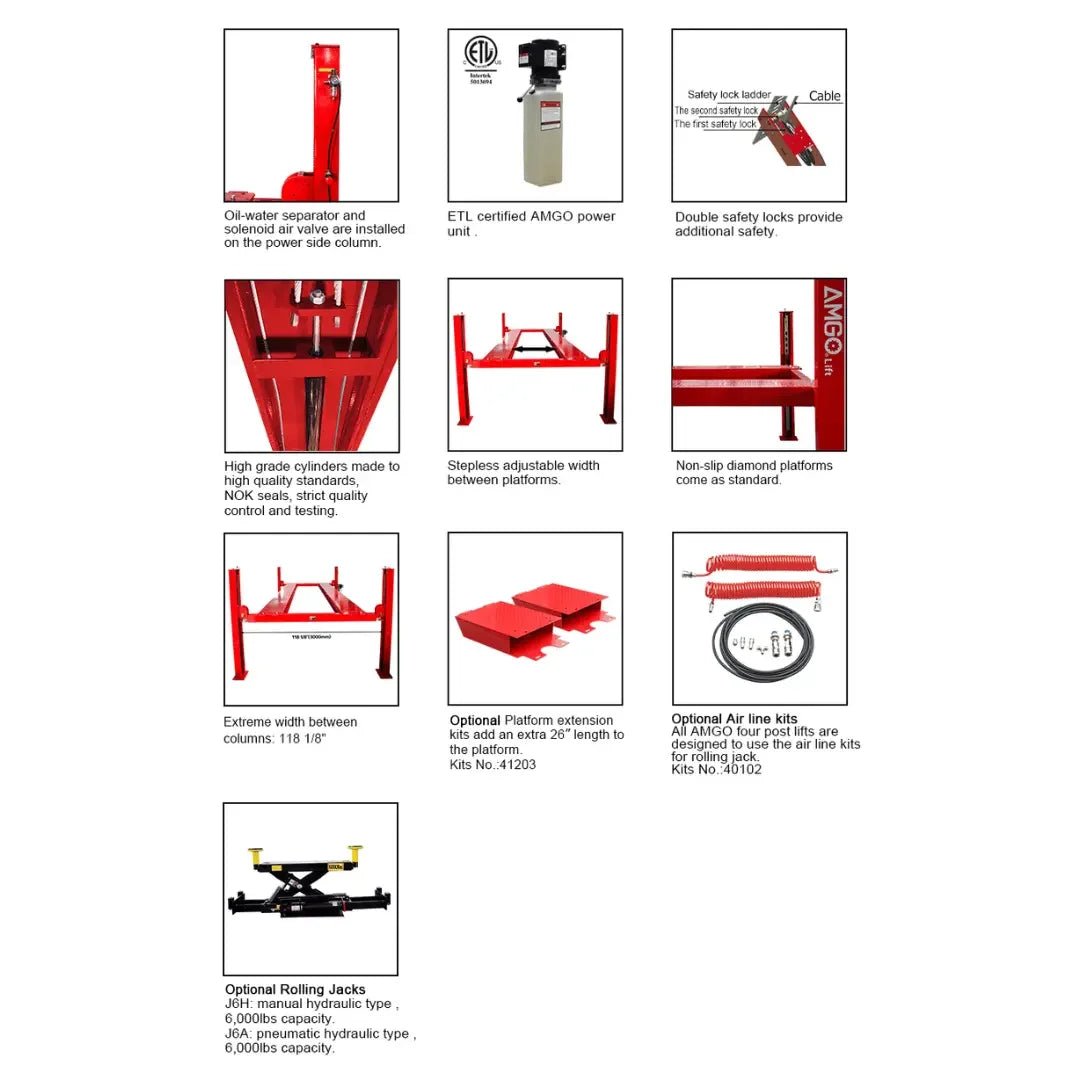 Amgo PRO-12ASX 12,000 lb 4 Post Alignment Lift - Image 2