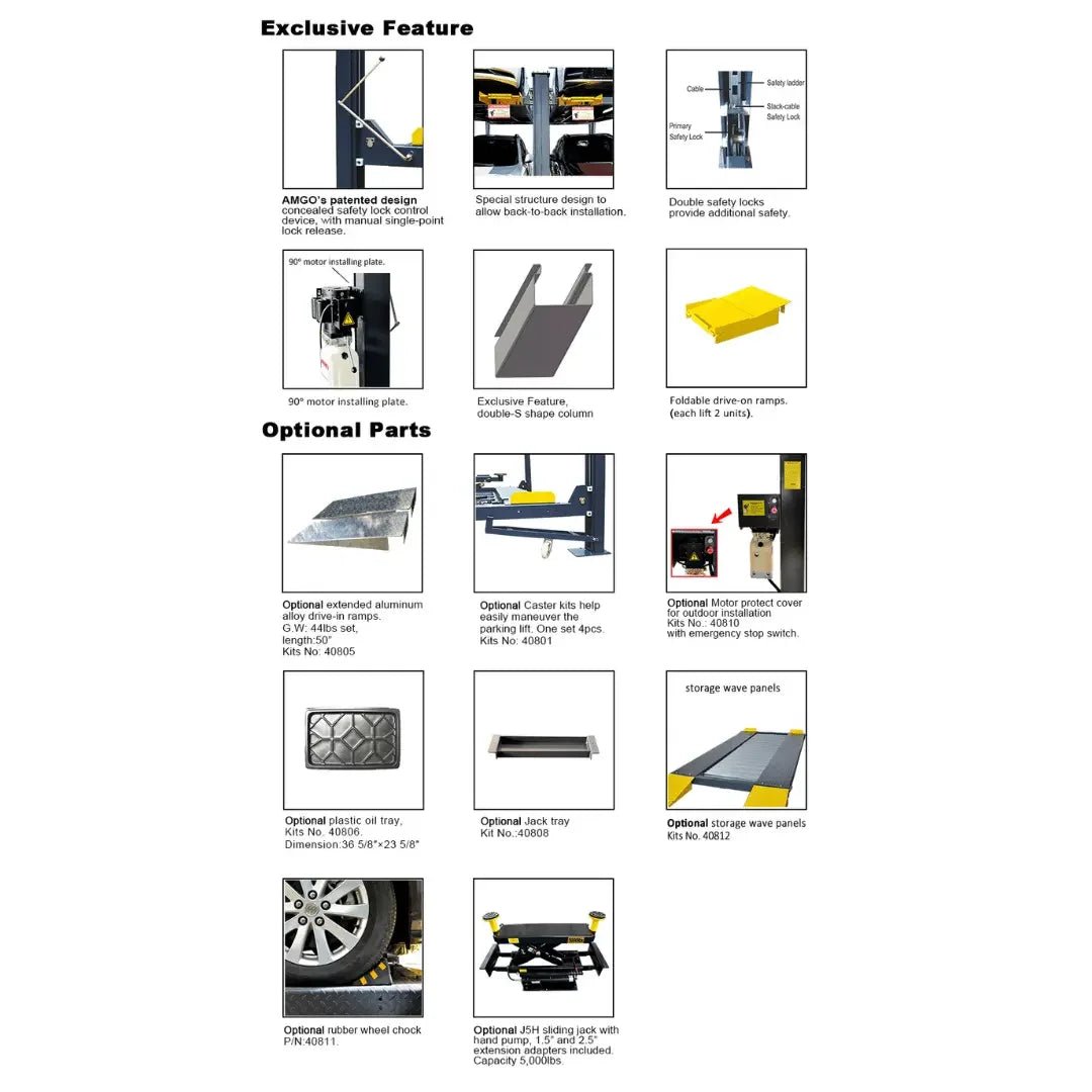 Amgo 408-P 8,000 lb 4 Post Parking Lift - Image 2