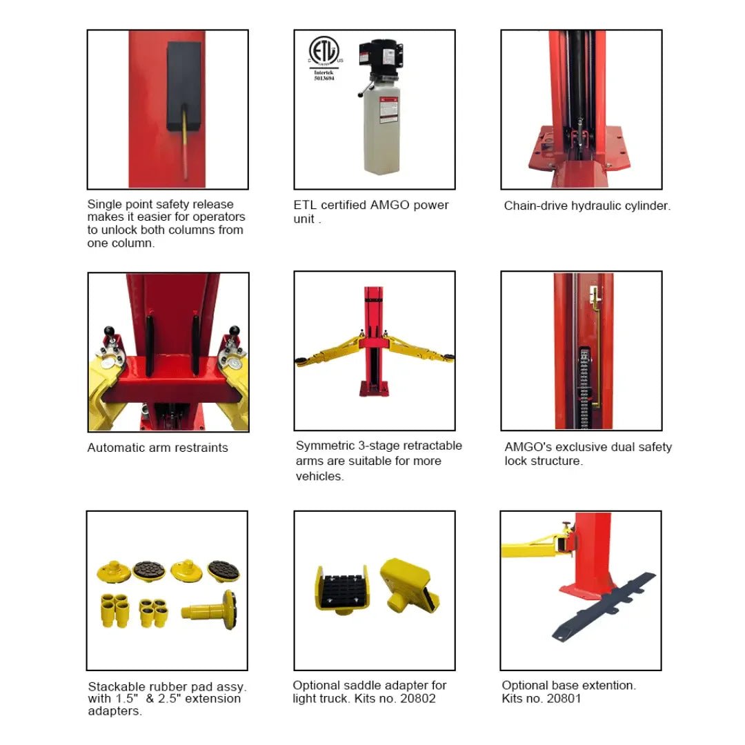 Amgo BP-9 9,000 lb 2 Post Lift - Image 2