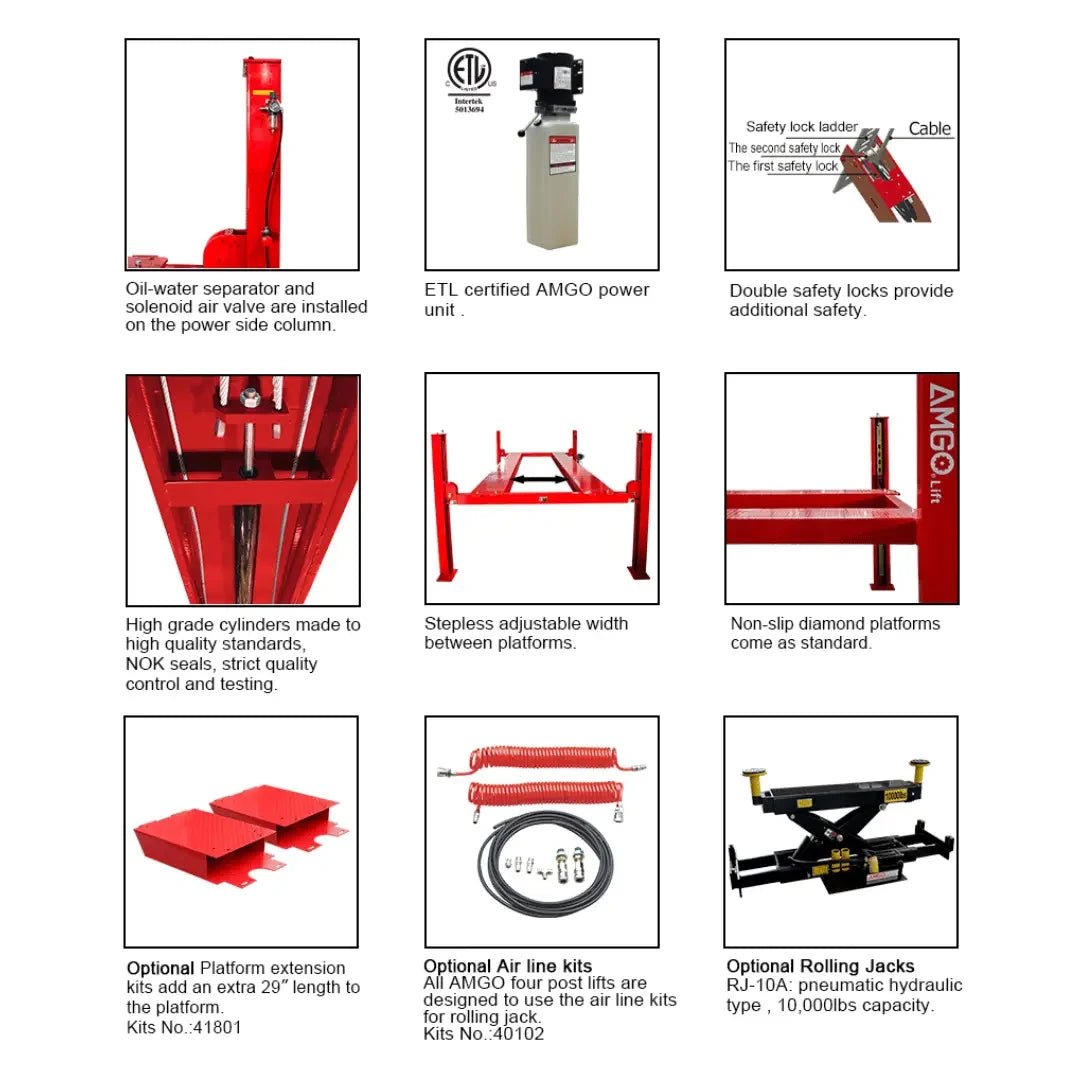 Amgo PRO-18 18,000 lb Heavy Duty 4 Post Lift - Image 2