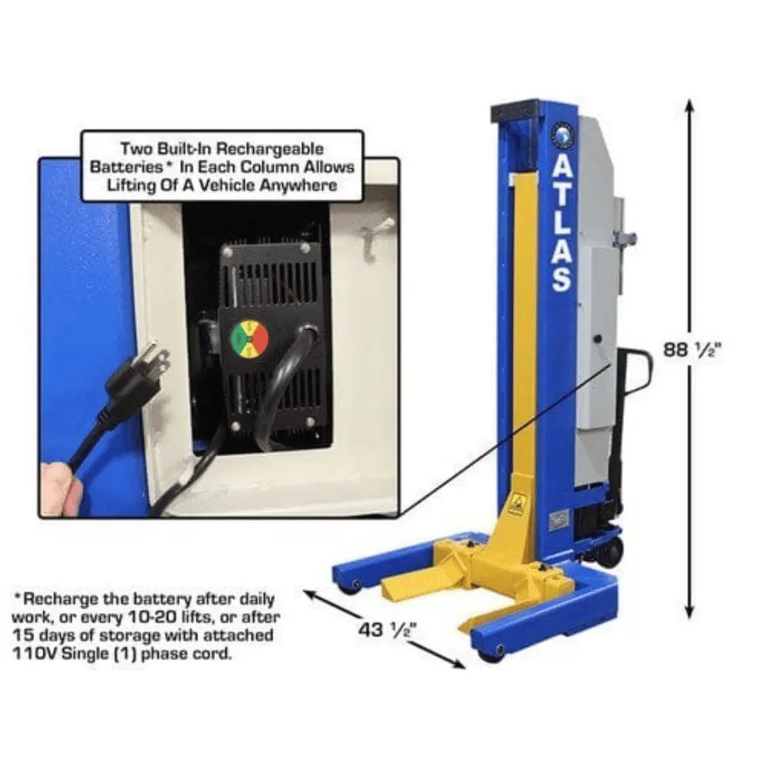 Atlas 99,000 LB. ALI Certified Battery Powered Mobile Column Automotive Lift System - Image 3
