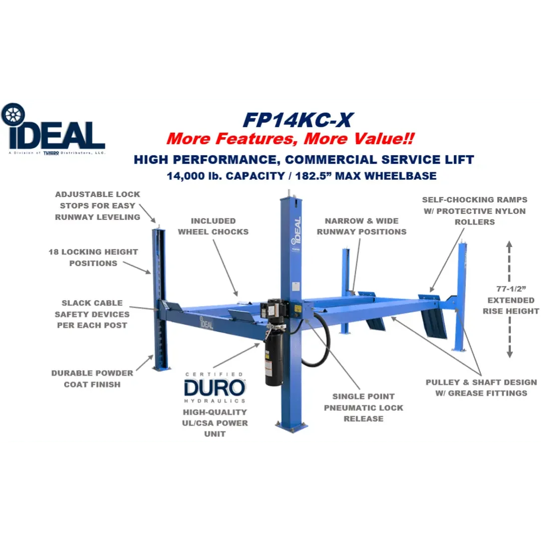 iDEAL FP14KC-X 4 Post Service Lift - Image 8