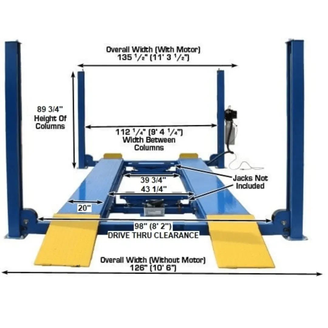 Atlas 412 12,000 lb Commercial 4-Post Lift + RJ6 Jacks Combo - Image 6