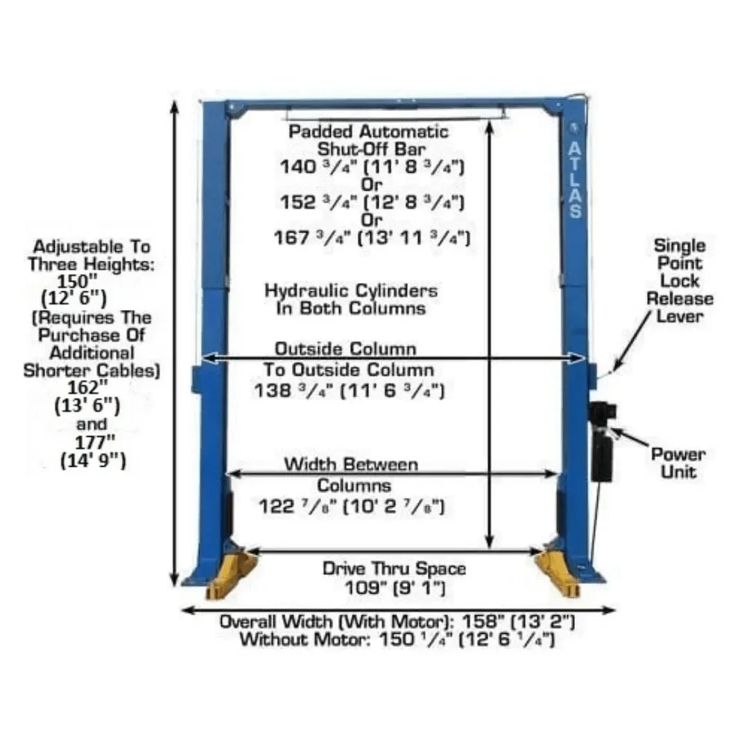 Atlas PV15PX 15,000 lb Overhead 2 Post Lift - Image 6