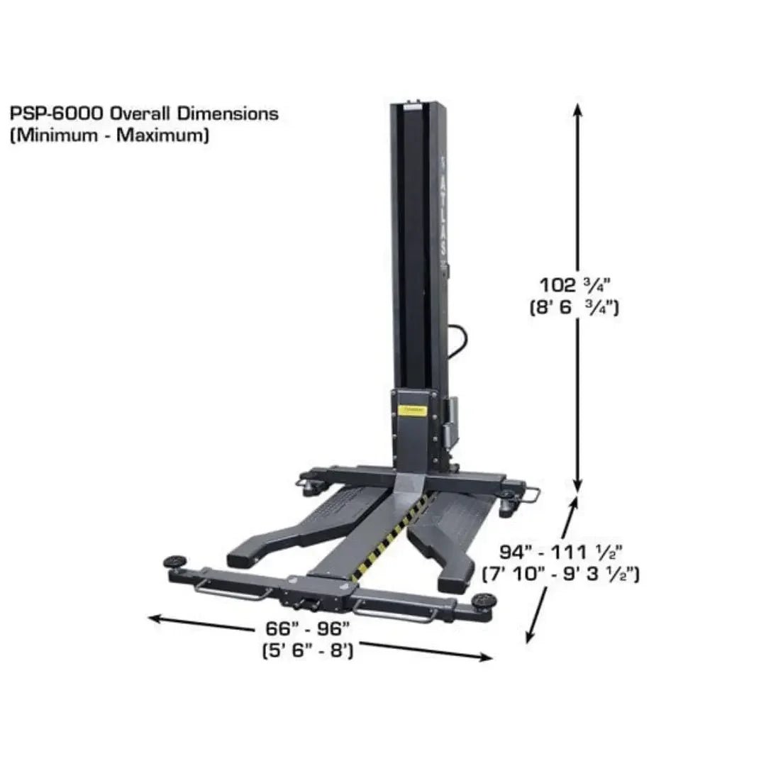 Atlas PSP-6000 6,000 lb Single Post Portable Car Lift - Image 6