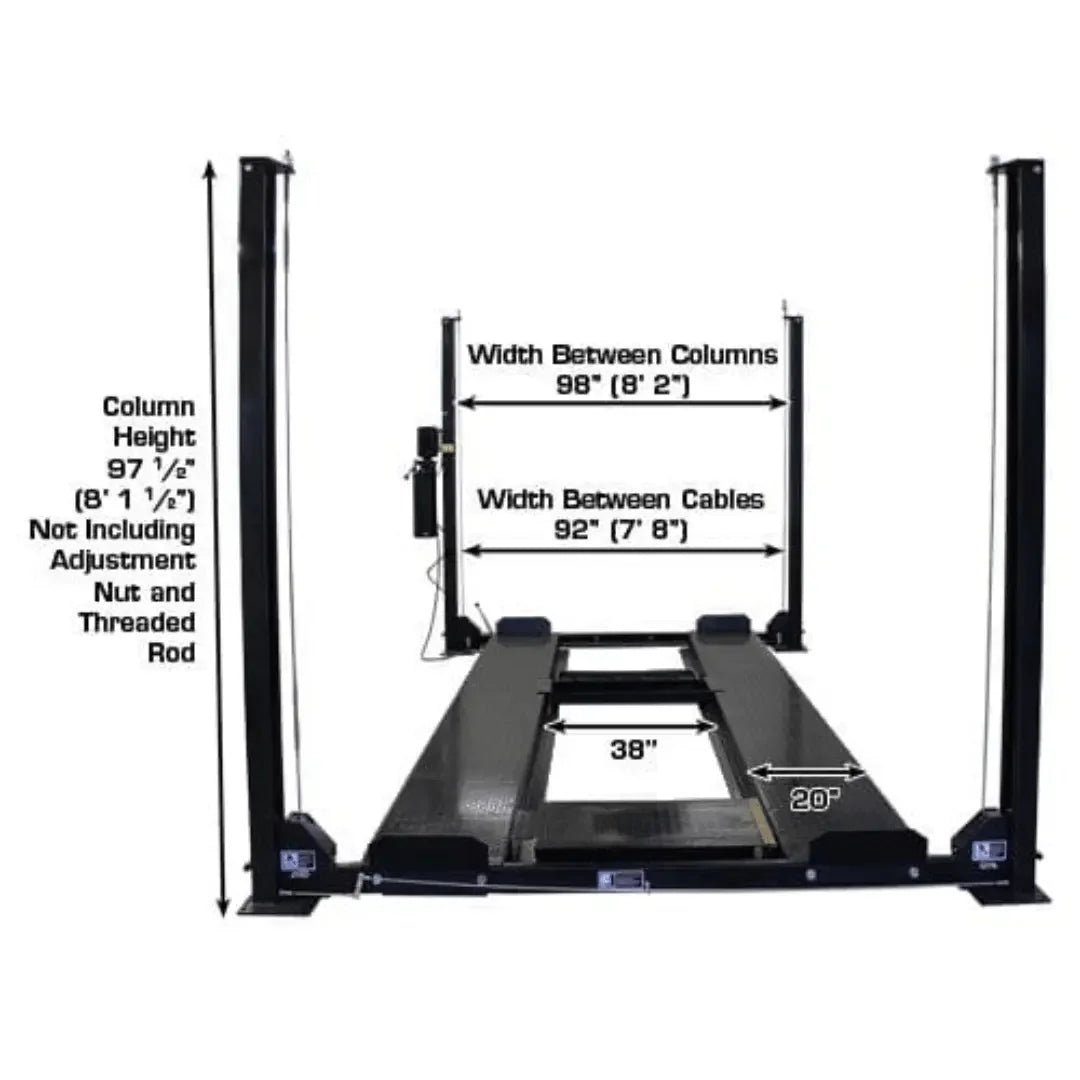 Atlas Garage PRO8000EXT-L 4 Post Lift + RJ35 Sliding Jack Combo - Image 8