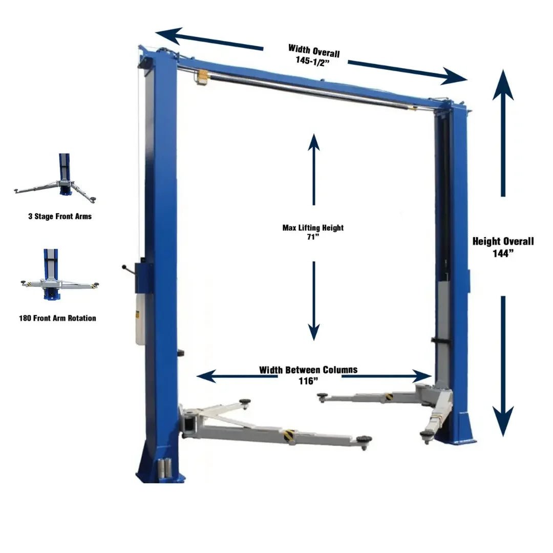 Ideal - TP10KAC-DX 10,000 lb 2 Post Clear Floor - Direct Drive - Bi-Symmetric - 3 Stage - Single Point ALI Certified W/PU - Image 9