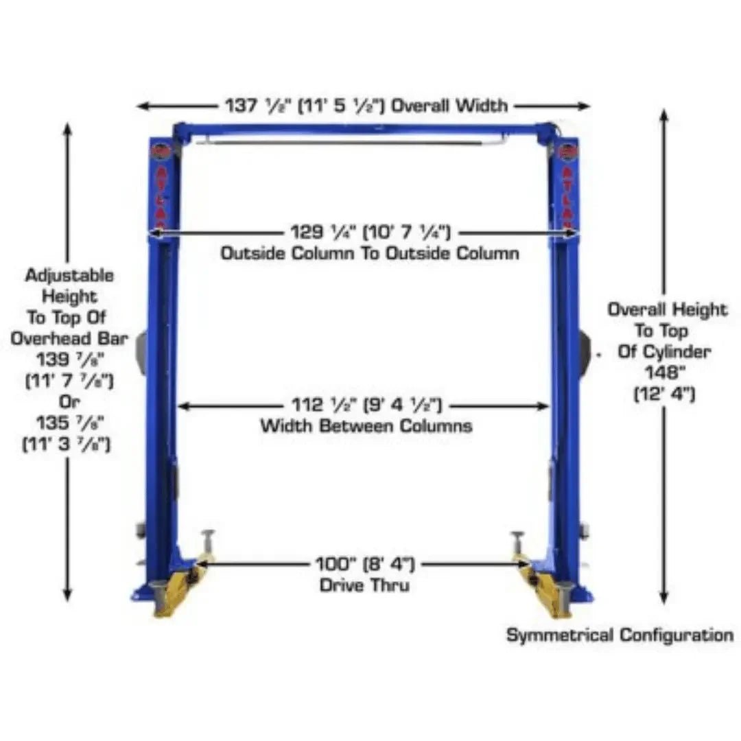 Atlas Platinum PVL10 ALI Certified Commercial Overhead 10,000 lb. Capacity 2 Post Car Lift - Image 8
