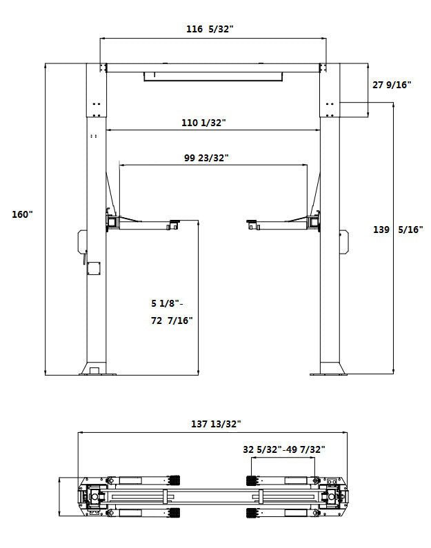 APlusLift 12,000LB 2-Post Overhead Single Release Direct Drive Car Lift with 3 Year Warranty - HW-12HD - Image 10