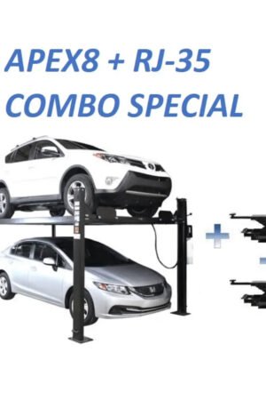 Atlas ALI Certified APEX 8 4-Post Lift + RJ35 Sliding Jacks Combo
