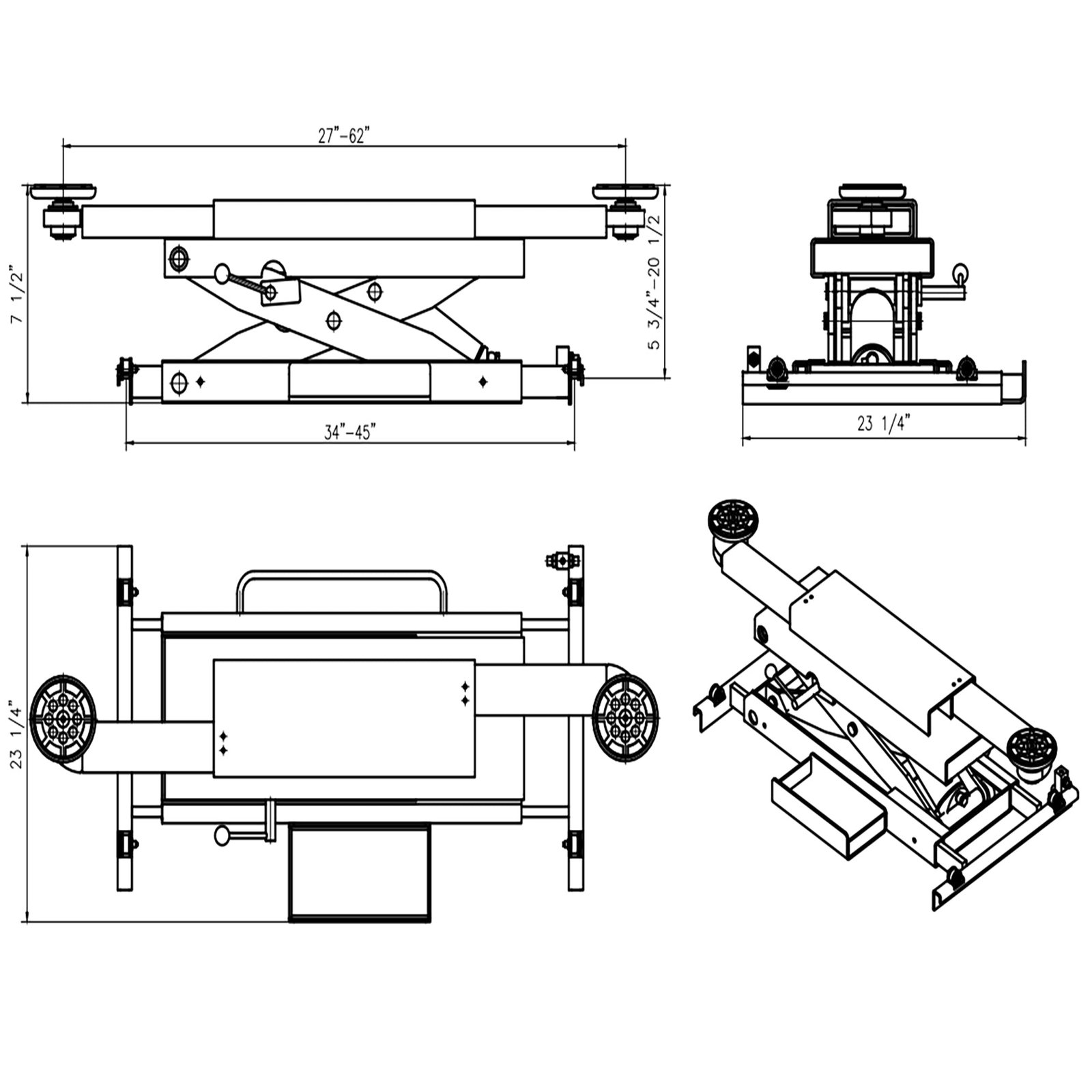 APlusLift ARJ-60 6000LB Air Operated Rolling Jack - Image 8