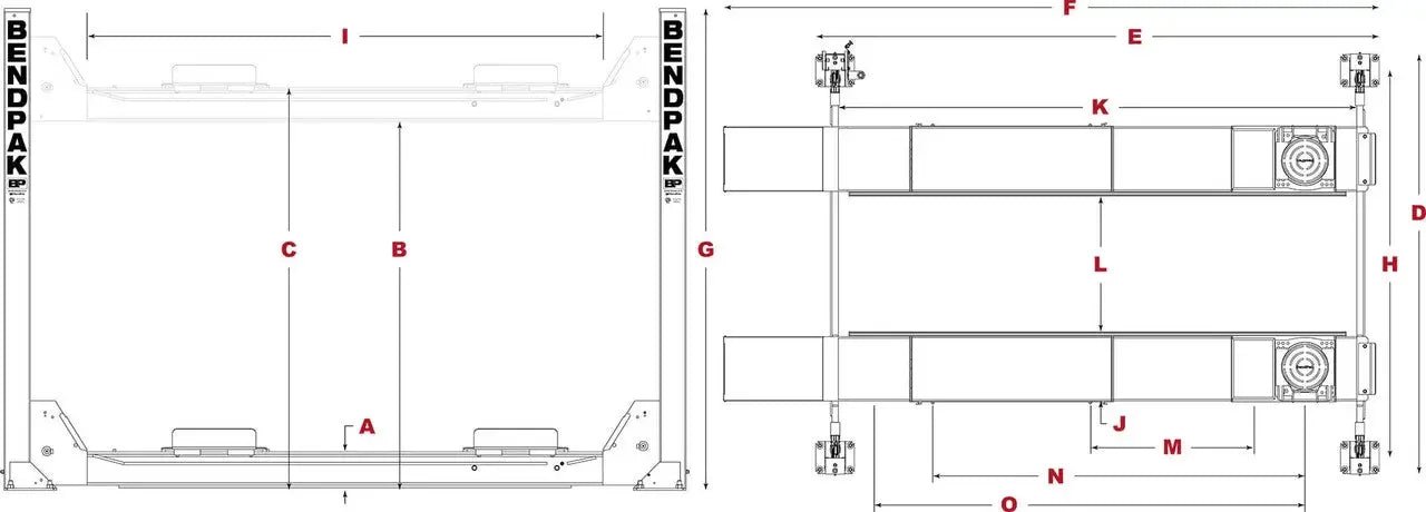 BendPak HDS-14LSXE 14,000 lb. 4 Post Alignment - Limo Extended - Image 9