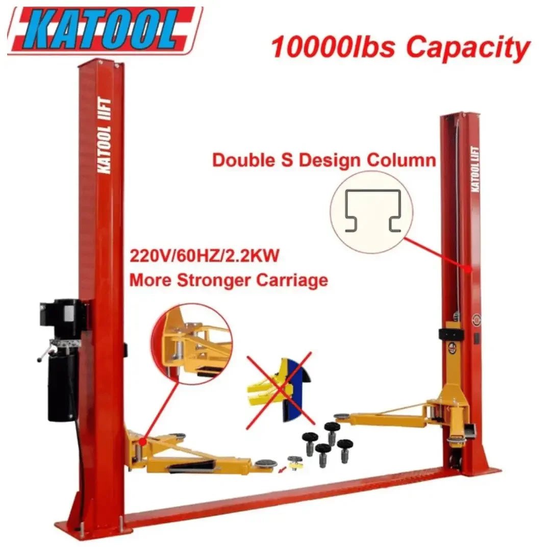 Katool KT-H100 10,000 lbs 2 Post Vehicle Garage Car Lift - Image 6