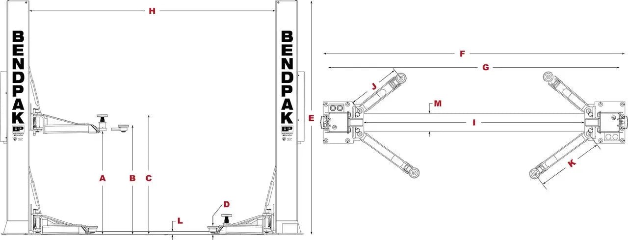 BendPak XPR-12FDL 12,000 lb. 2 Post Lift - Image 6